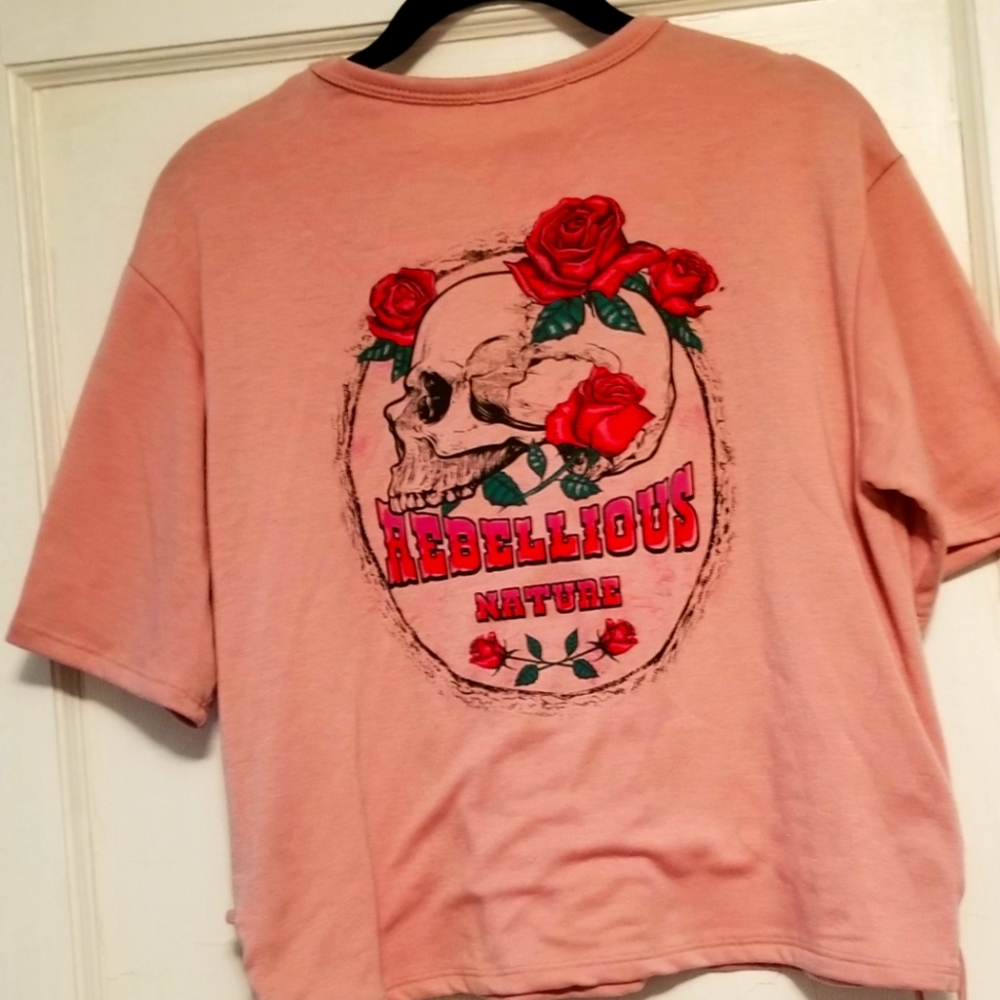 "Rebellious Nature" pink crop top